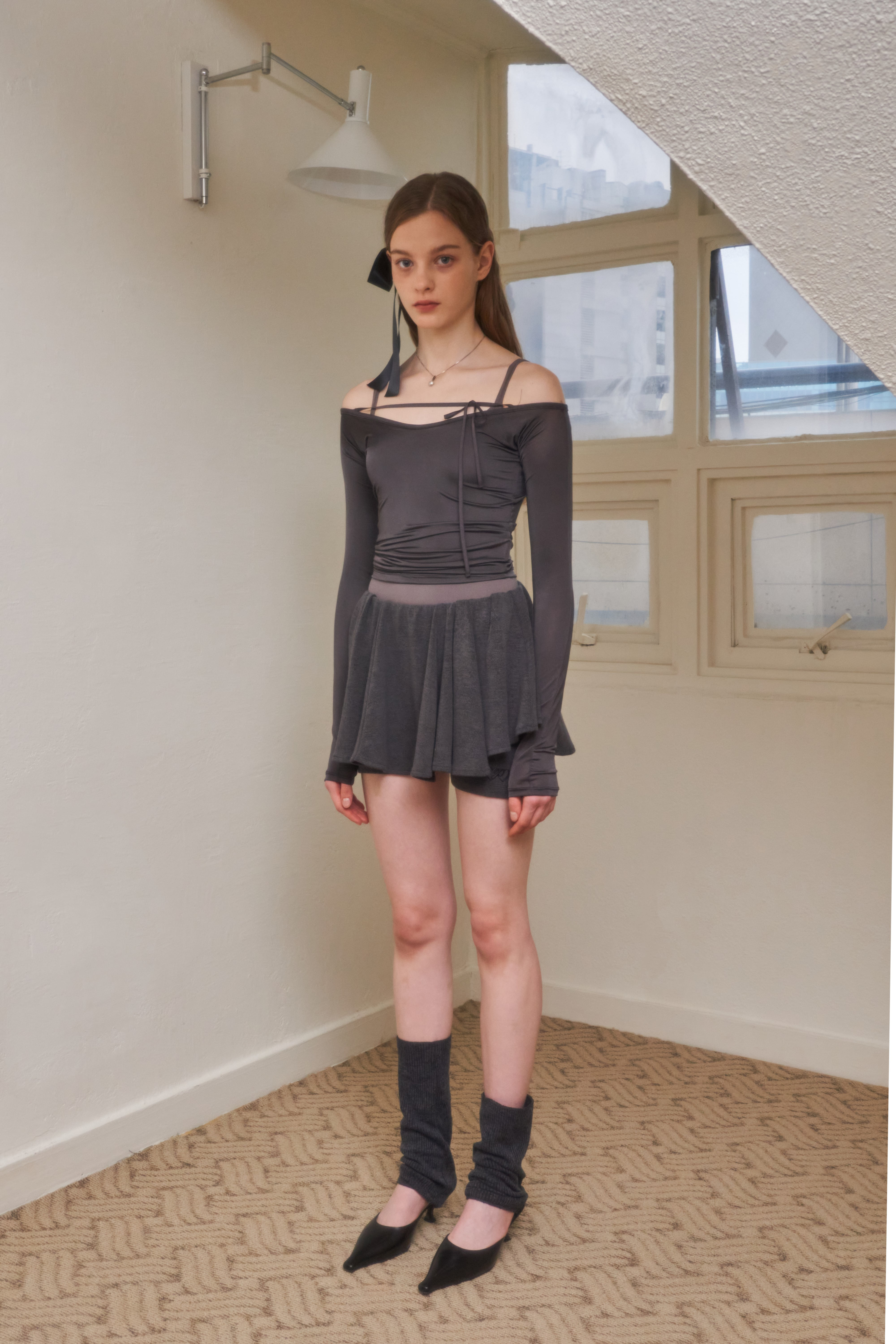 (2nd reorder)Tights Top(Charcoal)  워머디테일 제거 버전